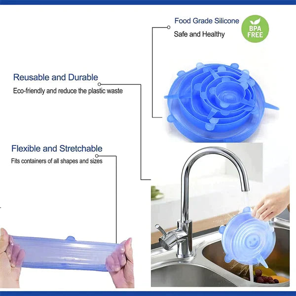 ECOVER™ - REUSABLE STRETCH & SEAL SILICONE LIDS (6 PCS./SET)